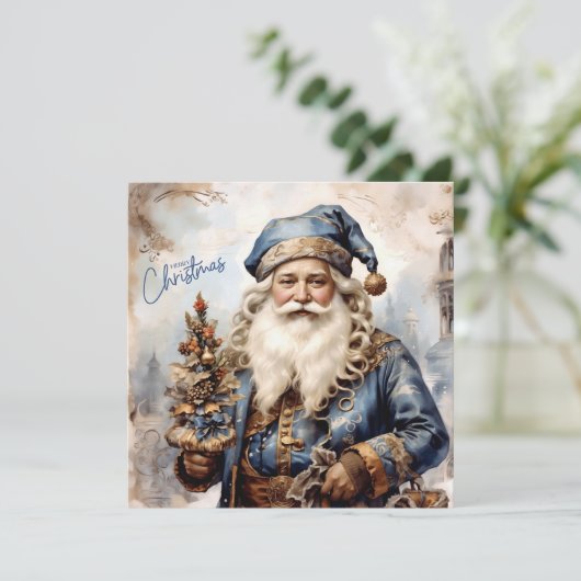 Viktorianischer Weihnachtsmann Feiertagskarte (Stehend Vorderseite)