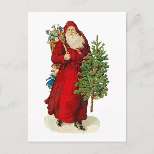 Viktorianischer Weihnachtsmann Feiertagspostkarte (Vorderseite)