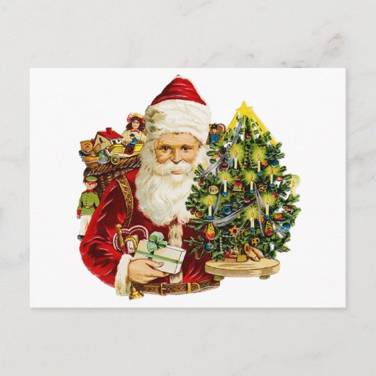 Viktorianischer Weihnachtsmann Feiertagspostkarte (Vorderseite)