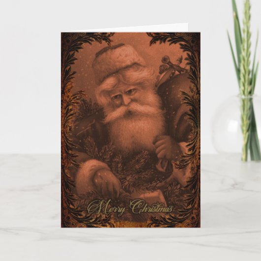 Viktorianischer Weihnachtsmann - Frohe Weihnachten Karte (Vorderseite)