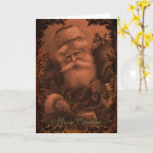 Viktorianischer Weihnachtsmann - Frohe Weihnachten Karte (Gelbe Blume)