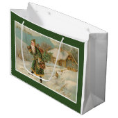 Viktorianischer Weihnachtsmann Große Geschenktüte (Vorderseite Schrägansicht)