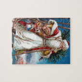 Viktorianischer Weihnachtsmann im roten Samt und Puzzle (Horizontal)