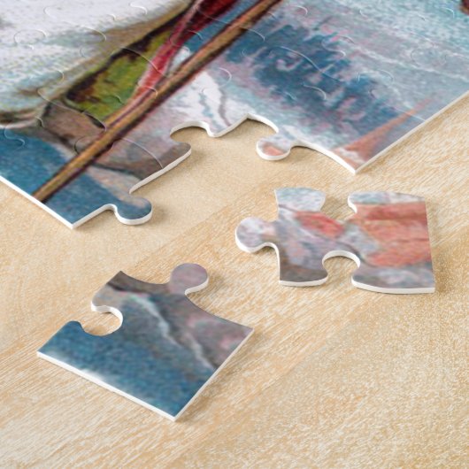 Viktorianischer Weihnachtsmann im roten Samt und Puzzle (Seite)