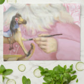 Viktorianischer Weihnachtsmann in Pink Toile de Geschirrtuch (Gefaltet)