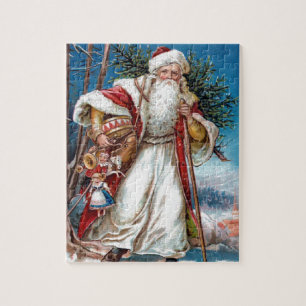 Viktorianischer Weihnachtsmann in rotem Samt und w Puzzle