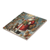 Viktorianischer Weihnachtsmann mit anwesenden Tier Fliese (Seite)
