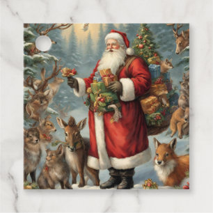 Viktorianischer Weihnachtsmann mit anwesenden Tier Geschenkanhänger