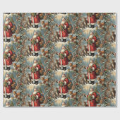 Viktorianischer Weihnachtsmann mit anwesenden Tier Geschenkpapier (Flach)