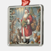 Viktorianischer Weihnachtsmann mit anwesenden Tier Ornament Aus Metall (Links)