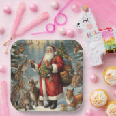 Viktorianischer Weihnachtsmann mit anwesenden Tier Pappteller (Party)