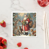 Viktorianischer Weihnachtsmann mit anwesenden Tier Serviette (Beispiel)