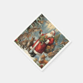 Viktorianischer Weihnachtsmann mit anwesenden Tier Serviette (Ecke)