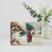 Viktorianischer Weihnachtsmann mit Baumkarte Postkarte (Stehend Vorderseite)
