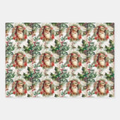 Viktorianischer Weihnachtsmann mit Holly Geschenkpapier Set (Vorderseite 3)