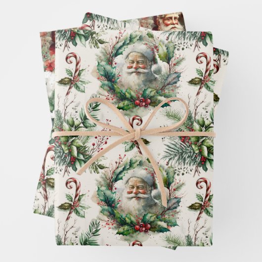 Viktorianischer Weihnachtsmann mit Holly Geschenkpapier Set (Beispiel)