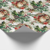 Viktorianischer Weihnachtsmann mit Holly II Geschenkpapier (Ecke)