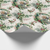 Viktorianischer Weihnachtsmann mit Holly Wrapping  Geschenkpapier (Ecke)