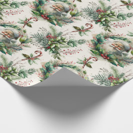 Viktorianischer Weihnachtsmann mit Holly Wrapping  Geschenkpapier