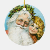 Viktorianischer Weihnachtsmann mit Mädchen Keramik Ornament (Hinten)
