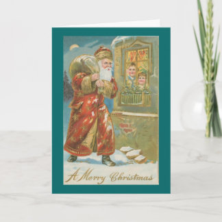 Viktorianischer Weihnachtsmann mit Pack-Weihnachts Feiertagskarte