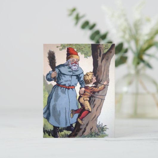 Viktorianischer Weihnachtsmann mit unheilvoller Ki Postkarte (Stehend Vorderseite)