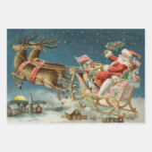 Viktorianischer Weihnachtsmann mit Weihnachtsbaum Geschenkpapier Set (Vorderseite 3)