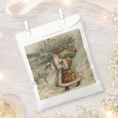 Viktorianischer Weihnachtsmann mit Weihnachtsbaum Geschenktütchen (Ausgeschnitten)