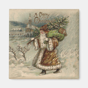 Viktorianischer Weihnachtsmann mit Weihnachtsbaum Magnet