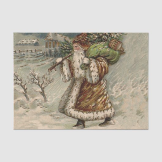 Viktorianischer Weihnachtsmann mit Weihnachtsbaum Seidenpapier (Vorderseite)