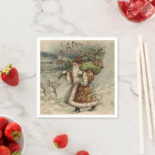 Viktorianischer Weihnachtsmann mit Weihnachtsbaum Serviette (Beispiel)