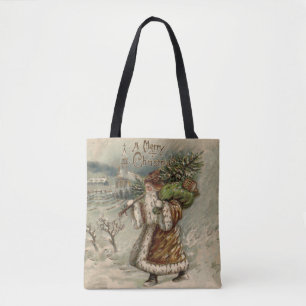 Viktorianischer Weihnachtsmann mit Weihnachtsbaum Tasche