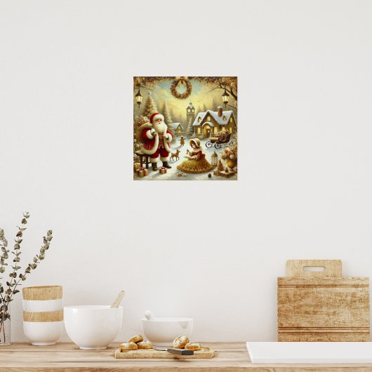Viktorianischer Weihnachtsmann Poster (Küche)