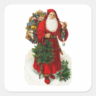 Viktorianischer Weihnachtsmann Quadratischer Aufkleber
