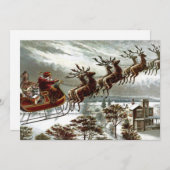 Viktorianischer Weihnachtsmann Reindeer und Sleigh Einladung (Vorne/Hinten)