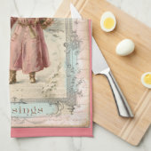 Viktorianischer Weihnachtsmann Rosa Bäume Vögel We Küchentuch (Viertel Falte)