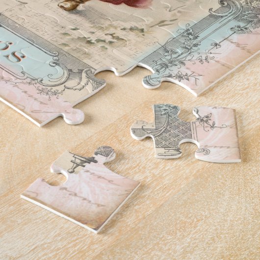 Viktorianischer Weihnachtsmann Rosa Bäume Vögel We Puzzle (Seite)