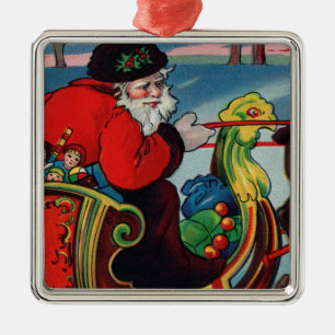 Viktorianischer Weihnachtsmann-Schmuck Silbernes Ornament