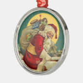 Viktorianischer Weihnachtsmann Silbernes Ornament (Links)