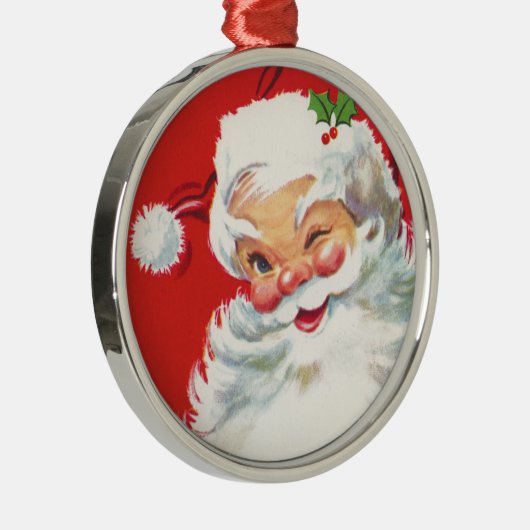 Viktorianischer Weihnachtsmann Silbernes Ornament (Rechts)