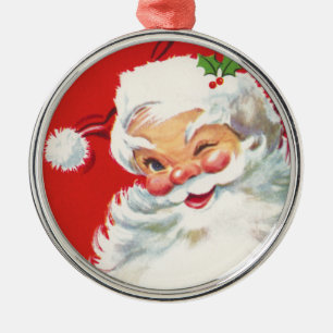 Viktorianischer Weihnachtsmann Silbernes Ornament