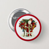 Viktorianischer Weihnachtsmann und Esel Button (Vorne & Hinten)