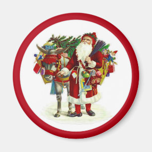 Viktorianischer Weihnachtsmann und Esel Magnet