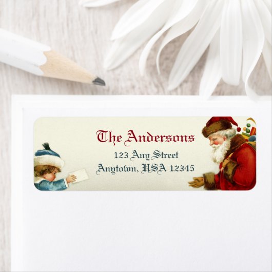 Viktorianischer Weihnachtsmann und Kind mit Weihna (Insitu)