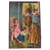 Viktorianischer Weihnachtsmann und Kinder frohe We Mittlere Geschenktüte (Rückseite)