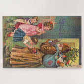 Viktorianischer Weihnachtsmann und Kinder frohe We Puzzle (Horizontal)