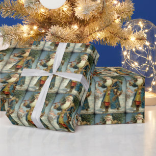 VIKTORIANISCHER WEIHNACHTSMANN WEIHNACHTEN VINTAGE GESCHENKPAPIER