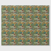 Viktorianischer Weihnachtsmann Weihnachtscollage A Geschenkpapier (Flach)