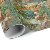 Viktorianischer Weihnachtsmann Weihnachtscollage A Geschenkpapier (Rolleneckpunkt)