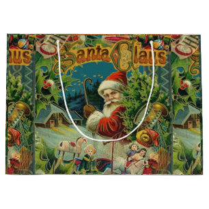Viktorianischer Weihnachtsmann Weihnachtscollage A Große Geschenktüte